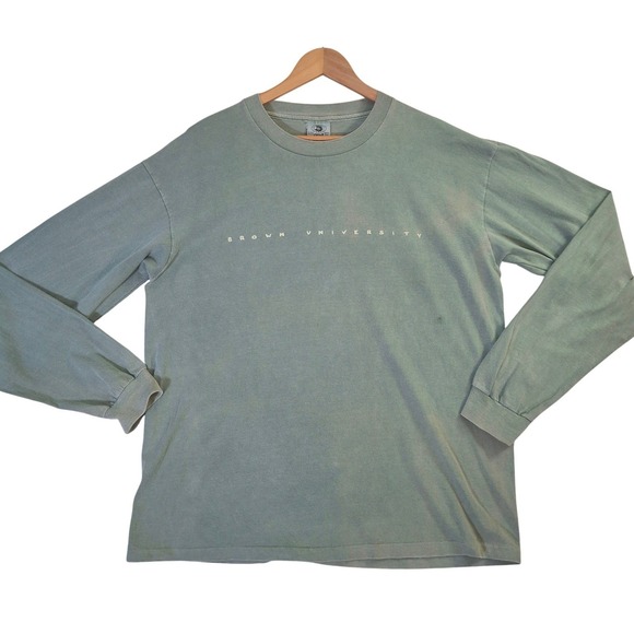 Anvil Other - Vintage Brown University Long Sleeve T-Shirt Men's Large Green Anvil Made in USA